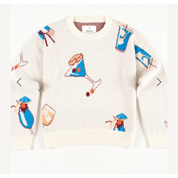 Harden Cashmere Cocktail Hour Crew Sweater in Ivory XXS - Picture 3 of 4